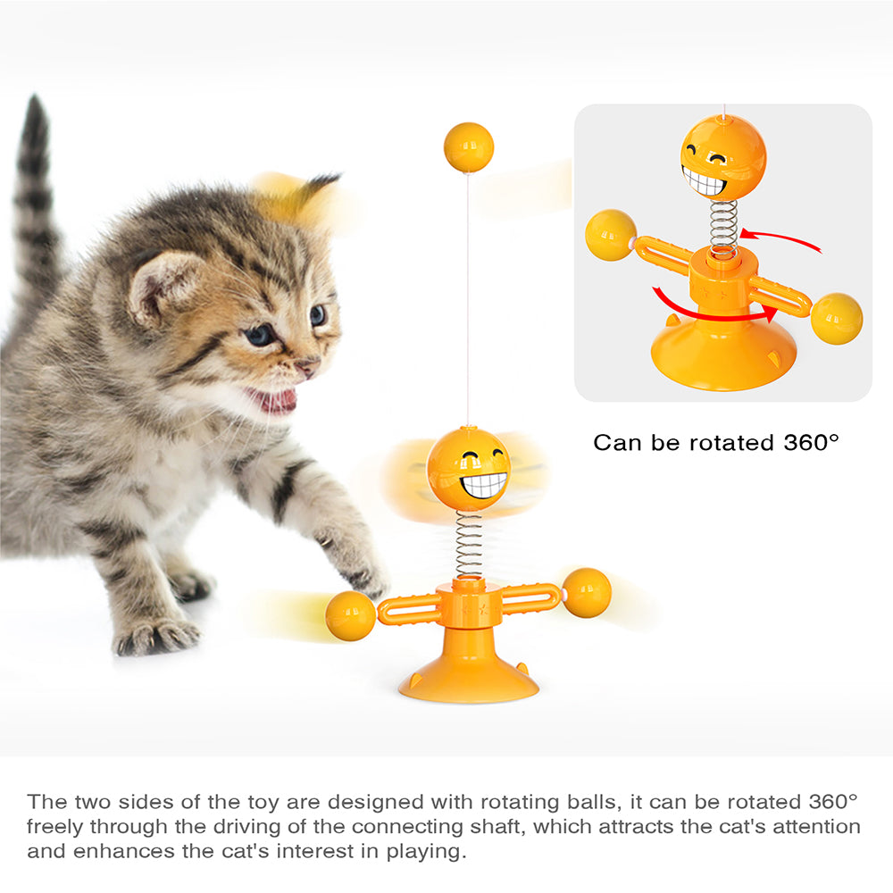 ZH-08 Rotating Windmill Spring Figure Cat Toys with Feathers Interactive Cats Ball Toys Funny Exercise Kitten Teaser Toys for Indoor Pets - Orange ZH-08 Rotating Windmill Spring Figure Cat Toys with Feathers Interactive Cats Ball Toys Funny Exercise Kitten Teaser Toys for Indoor Pets - Orange